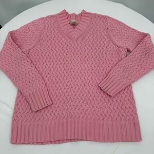 Vintage Studio Works Women’s‎ Cable Knit Sweater Size XL Cotton Pink Preppy